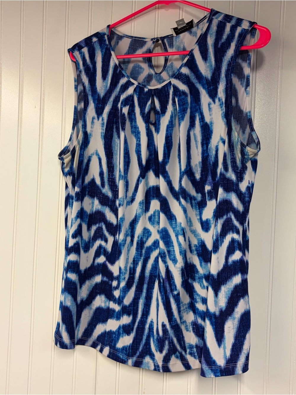Tahari Sleeveless Blue Patterned Women’s Top XL